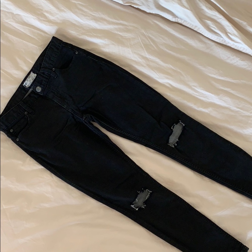 Free People Faded Black Skinny Jeans - Stretchy!